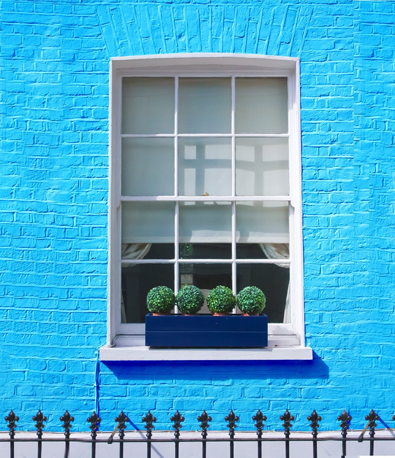 blue sash window