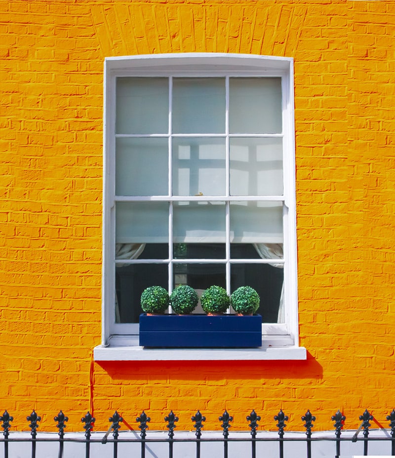photo of a yellow sash window